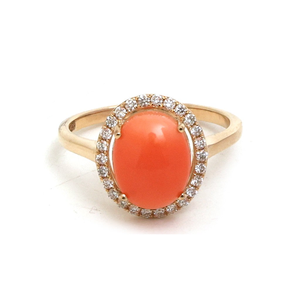 Coral Diamond Ring