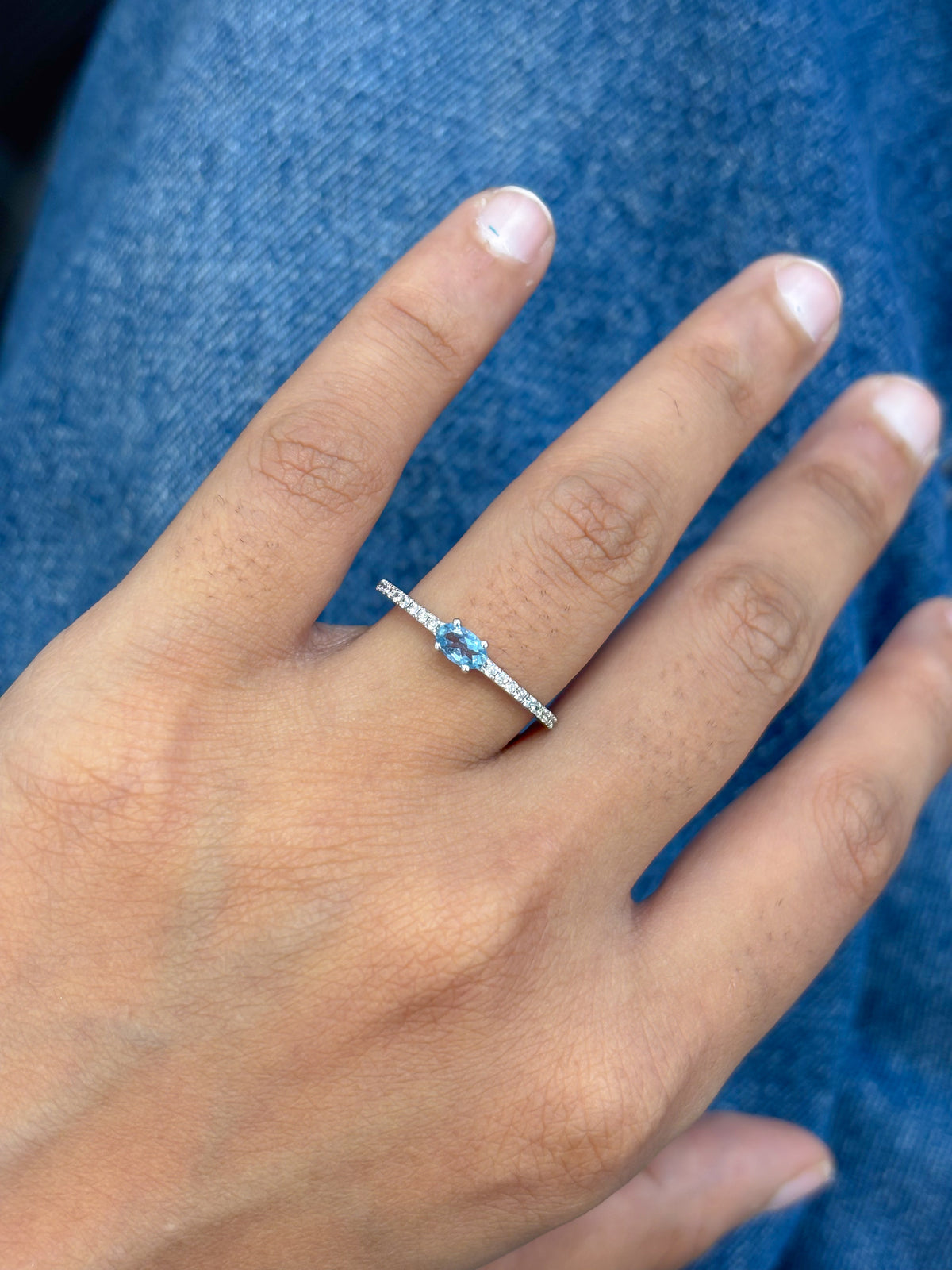 Aquamarine Diamond Ring