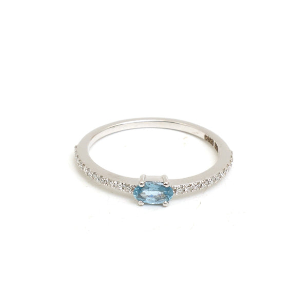 Aquamarine Diamond Ring