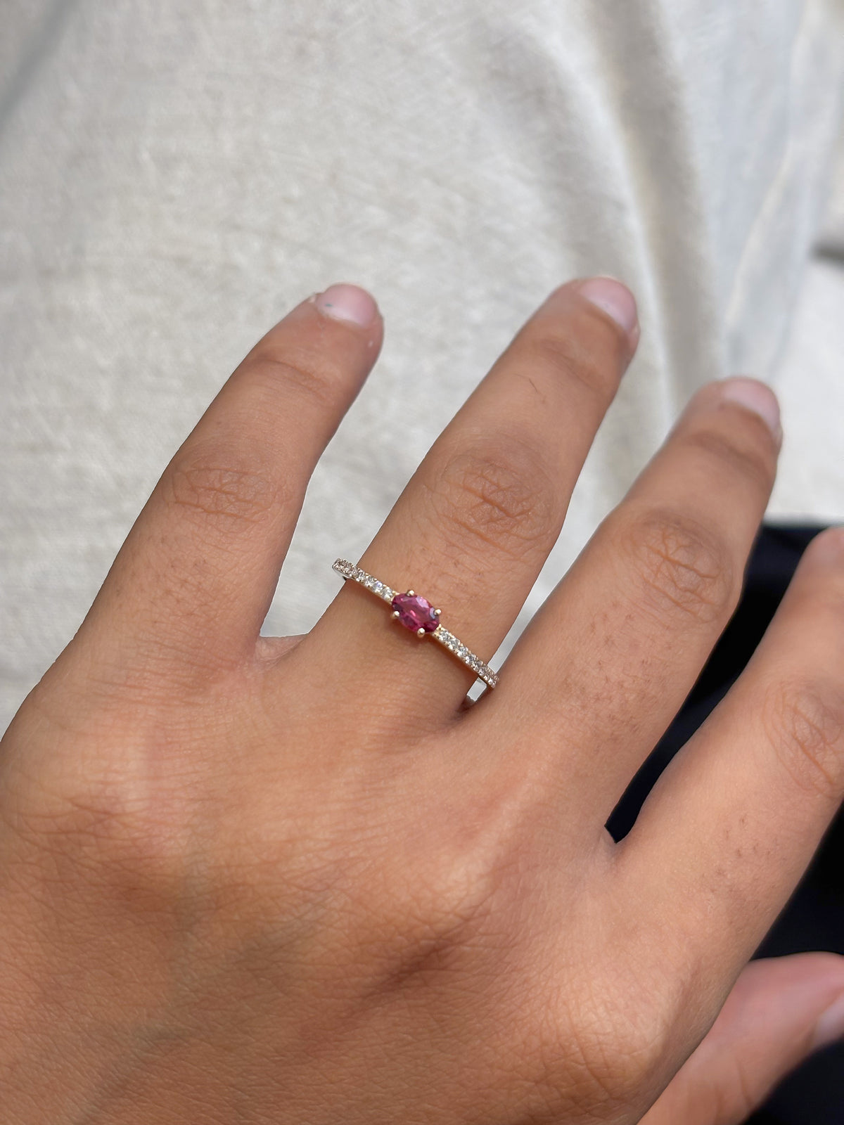 Rubellite Diamond Ring