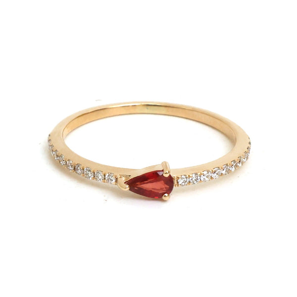 Orange Sapphire Diamond Ring
