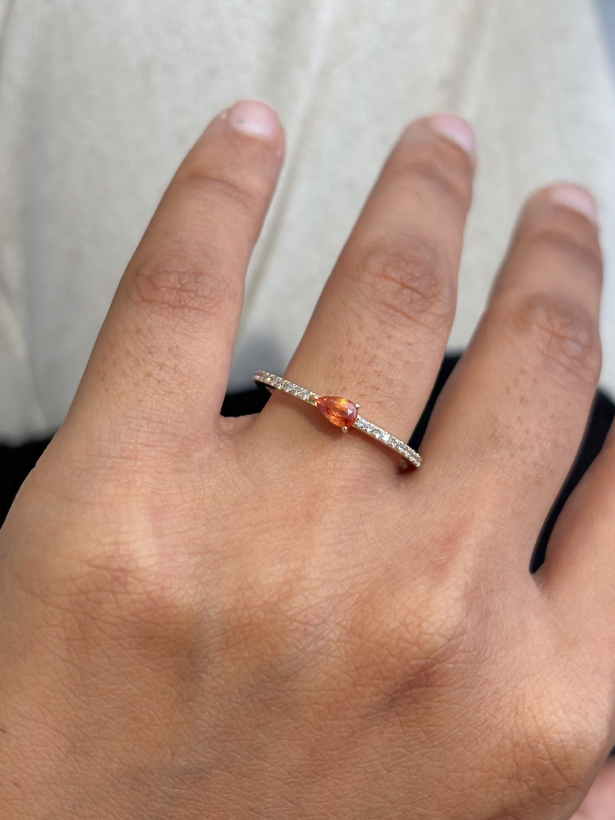 Orange Sapphire Diamond Ring