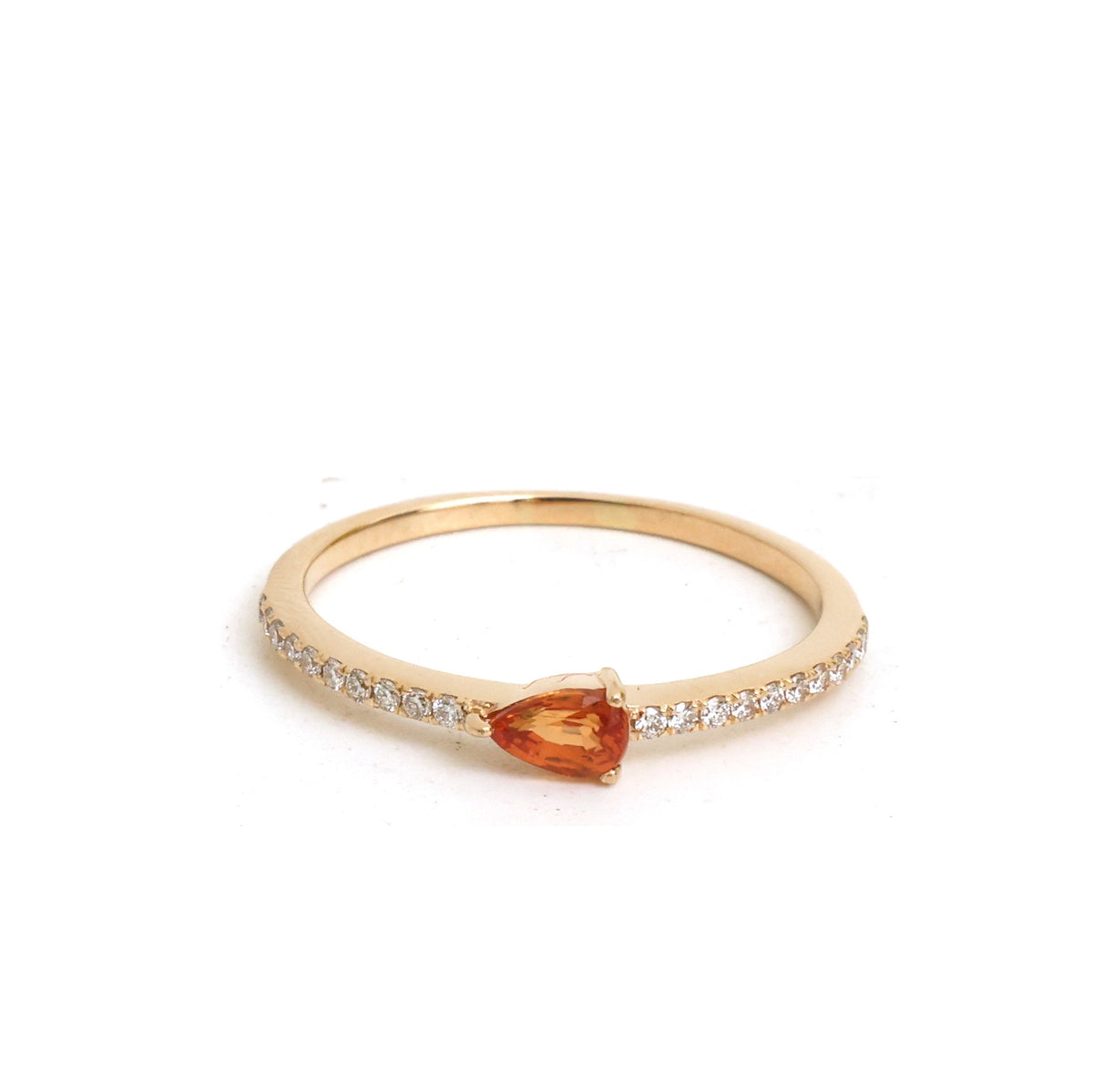 Orange Sapphire Diamond Ring