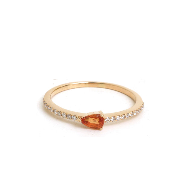 Orange Sapphire Diamond Ring