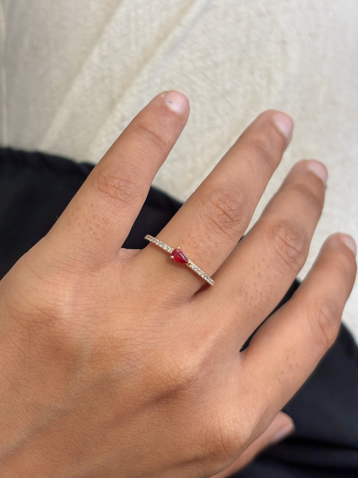 Orange Sapphire Diamond Ring