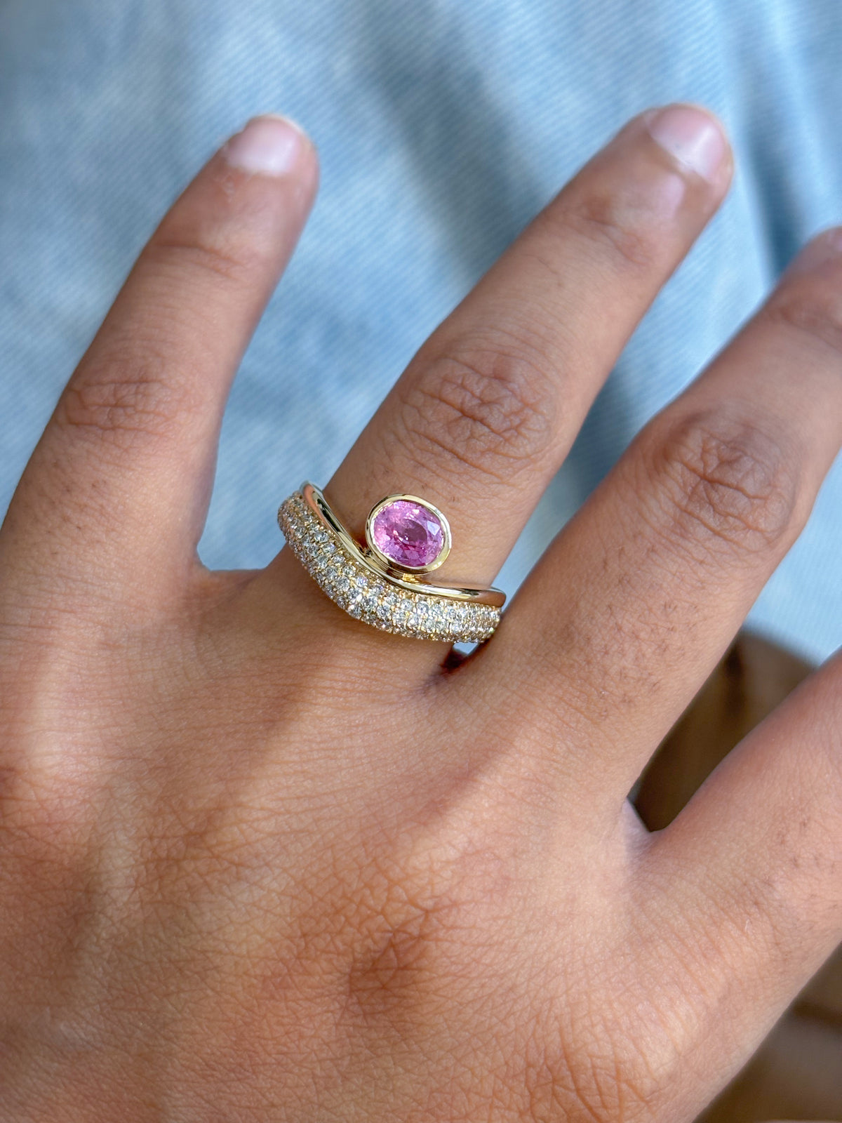 Pink Sapphire Diamond Ring