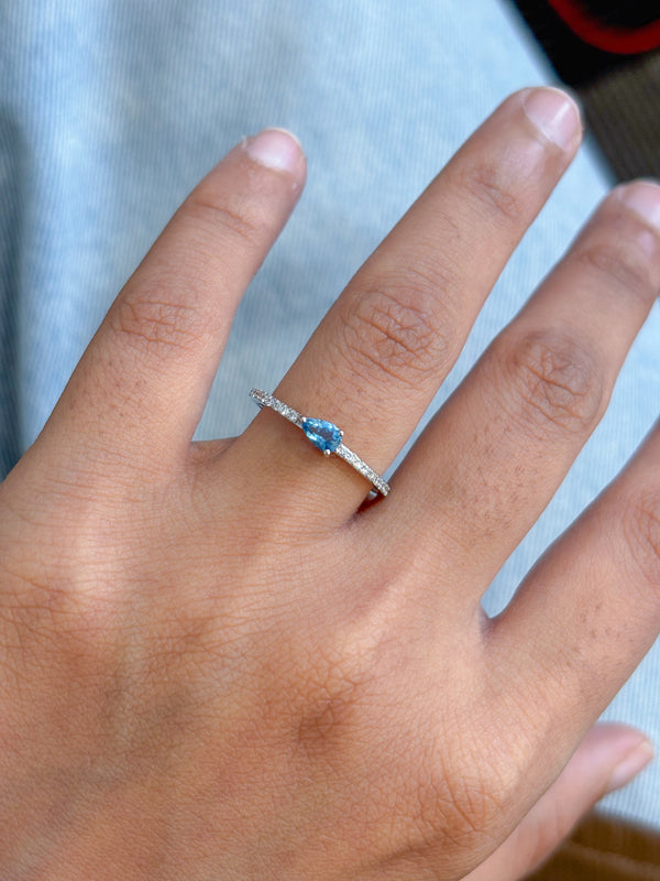Aquamarine Diamond Ring