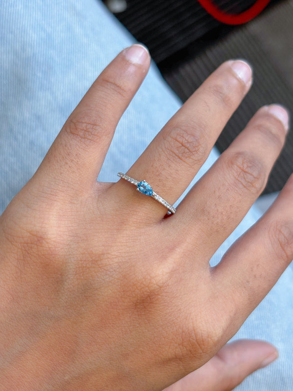 Aquamarine Diamond Ring
