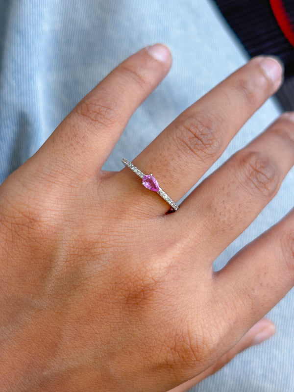 Pink Sapphire Diamond Ring