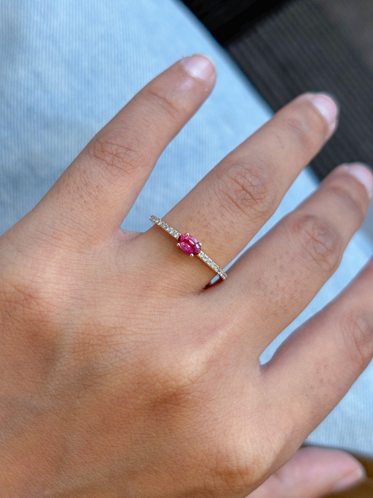 Rubellite Diamond Ring