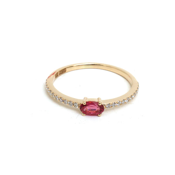 Rubellite Diamond Ring