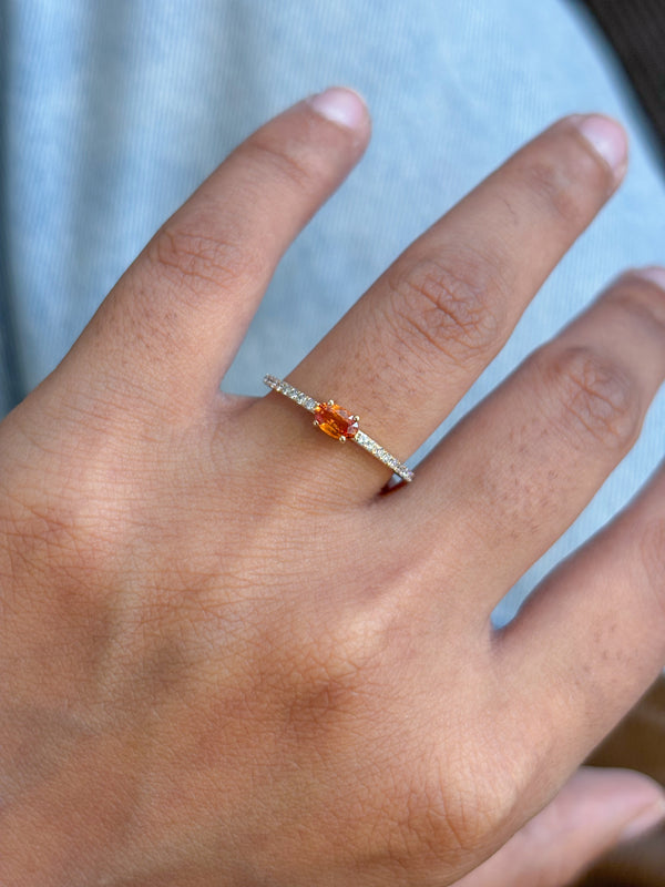 Orange Sapphire Diamond Ring
