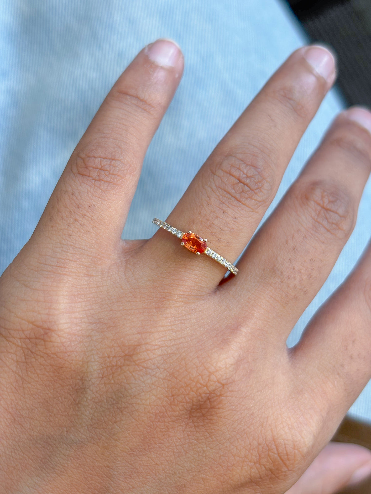 Orange Sapphire Diamond Ring