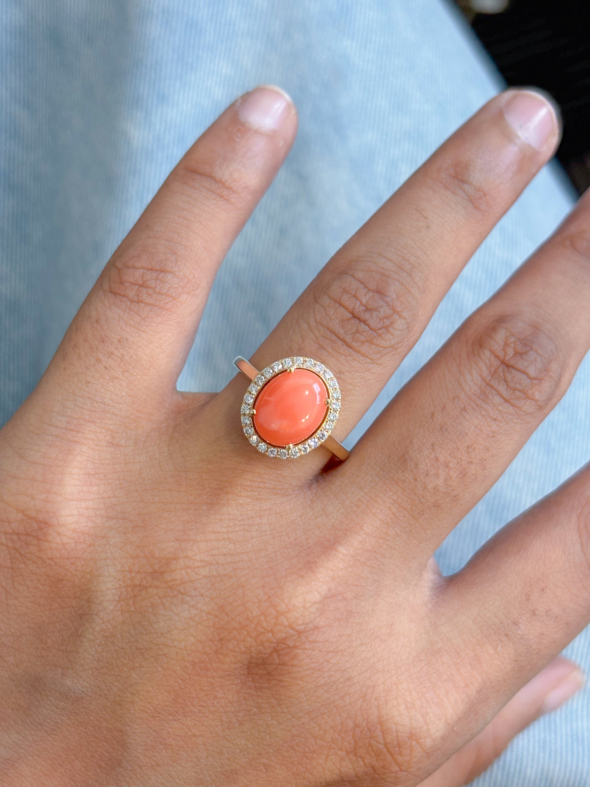 Coral Diamond Ring