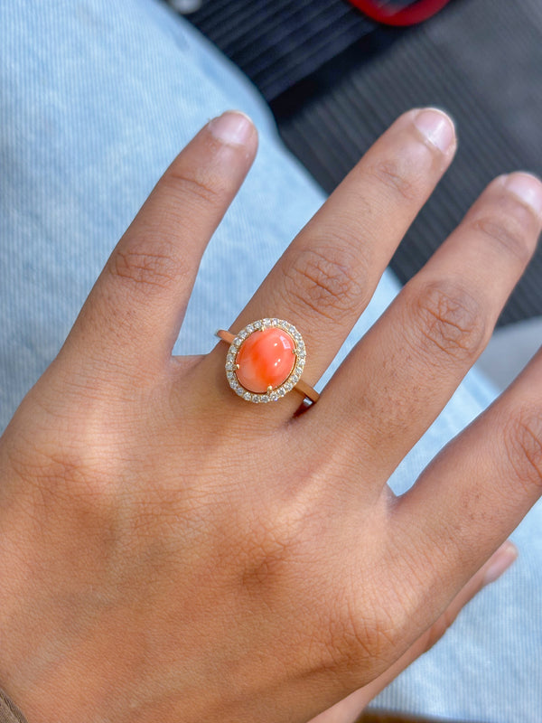 Coral Diamond Ring