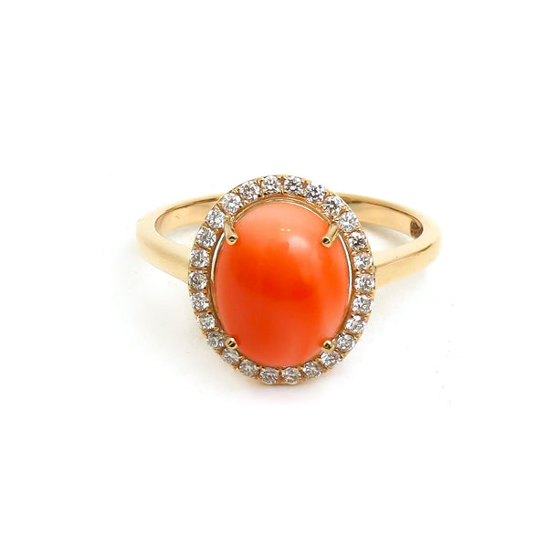 Coral Diamond Ring