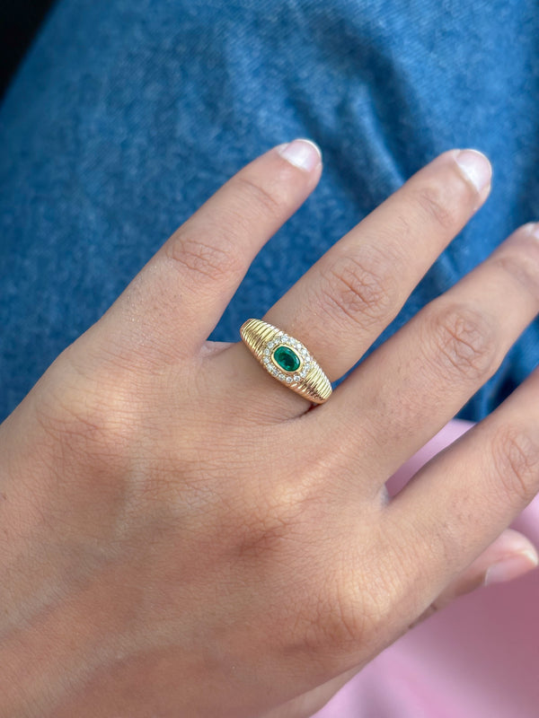 Emerald Diamond Pinky Ring