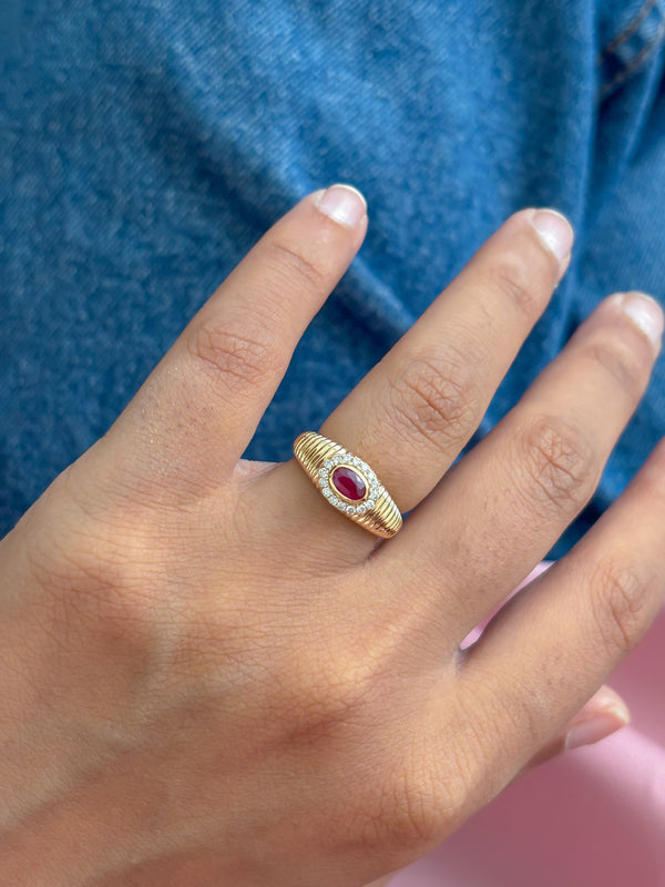 Ruby Diamond Pinky Ring