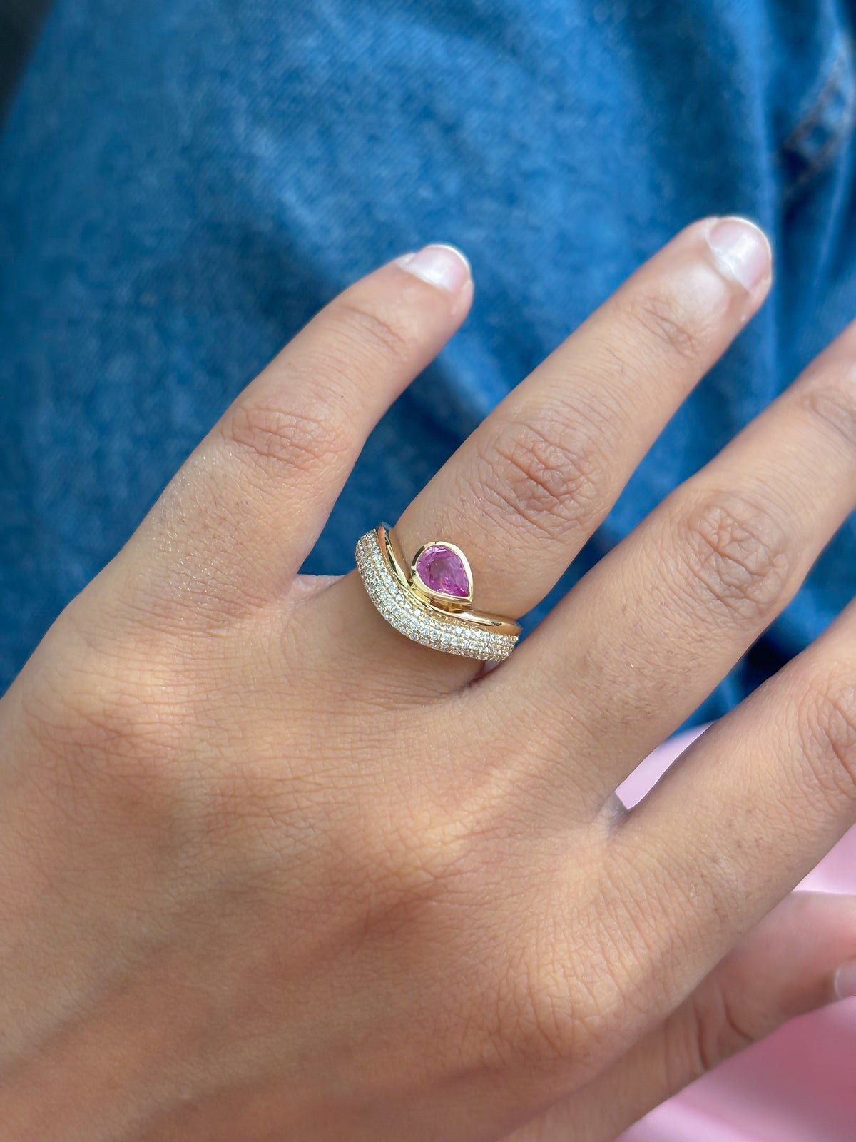 Pink Sapphire Diamond Ring