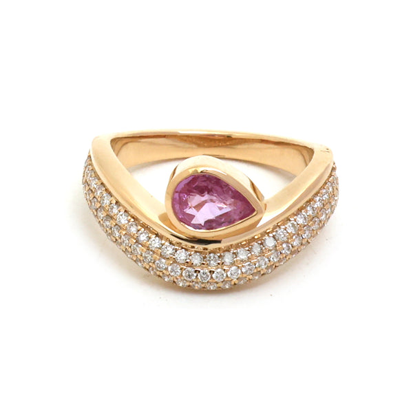 Pink Sapphire Diamond Pinky Ring