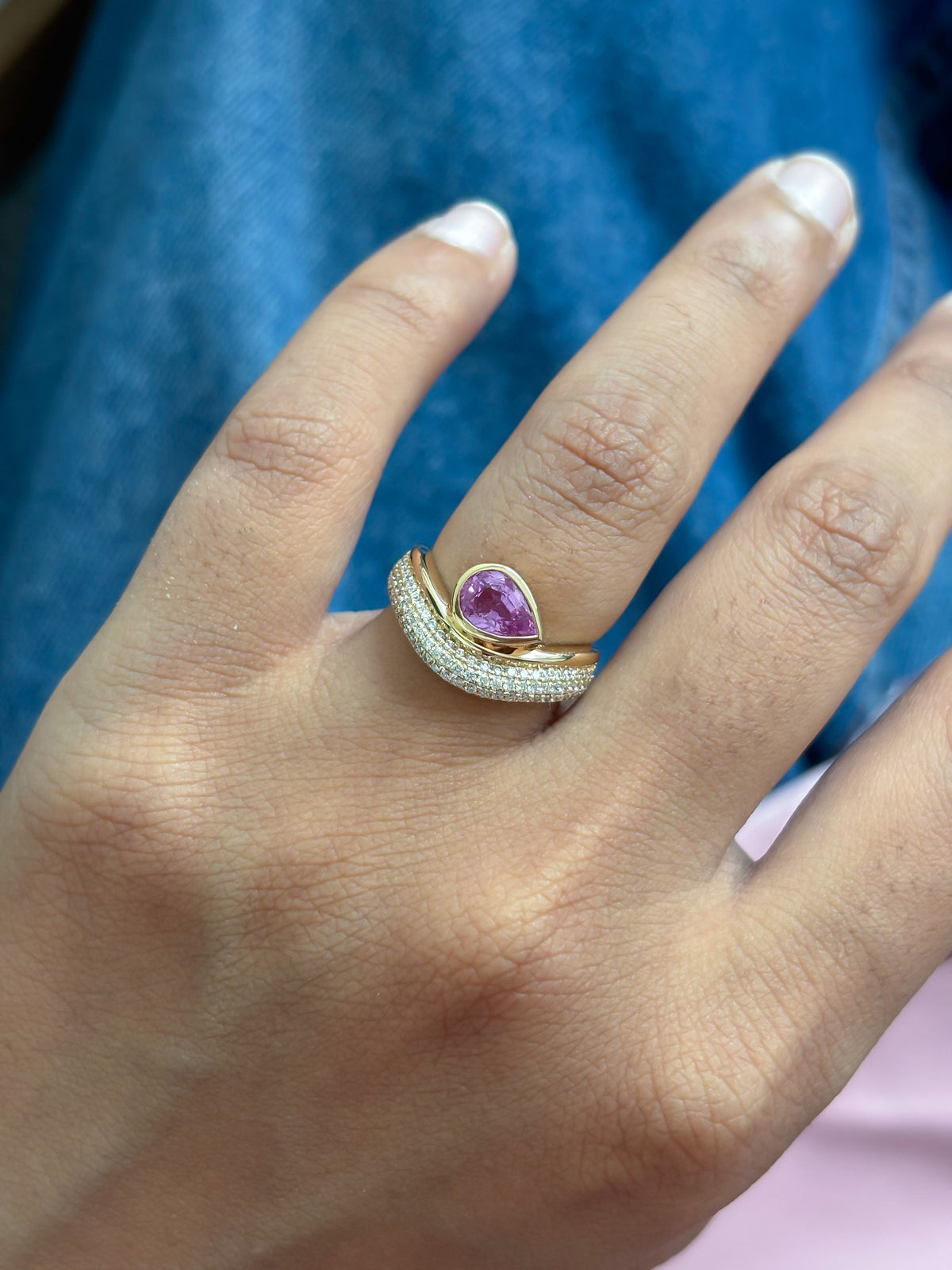 Pink Sapphire Diamond Ring