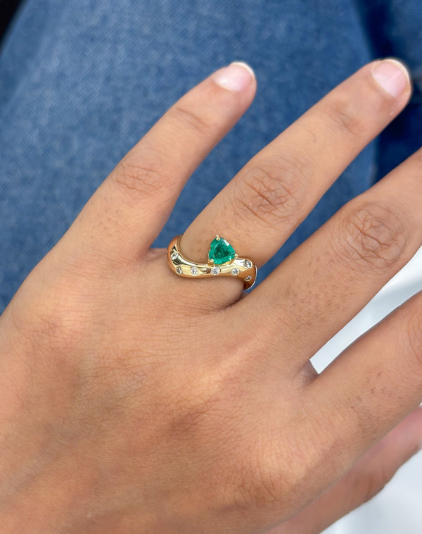 Emerald Diamond Pinky Ring