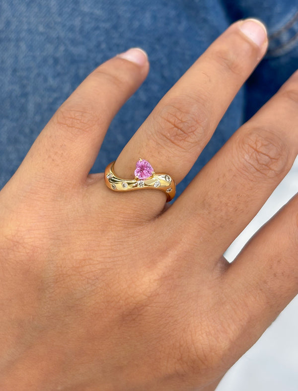 Pink Sapphire Diamond Pinky Ring