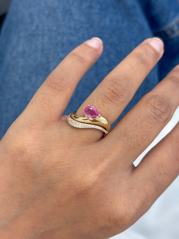 Pink Sapphire Diamond Pinky Ring