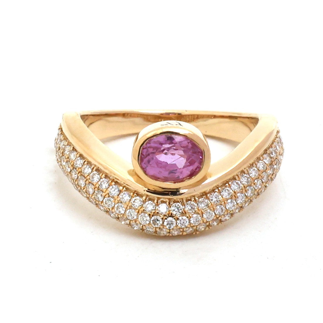 Pink Sapphire Diamond Pinky Ring
