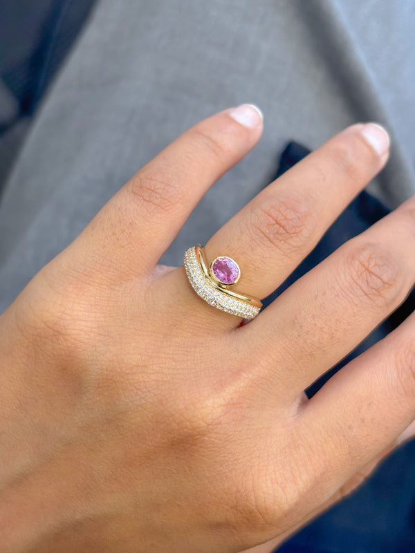Pink Sapphire Diamond Pinky Ring