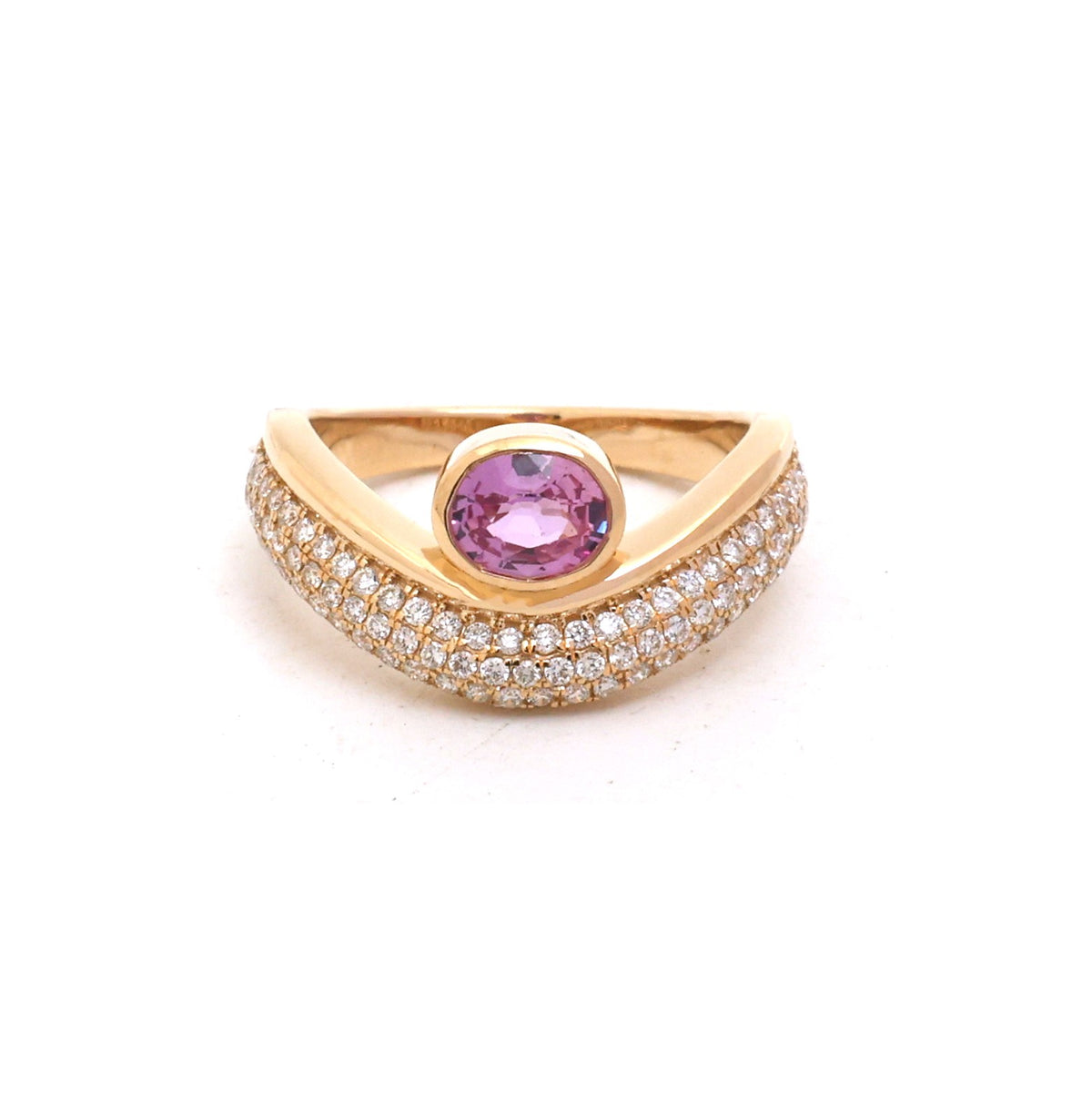 Pink Sapphire Diamond Pinky Ring