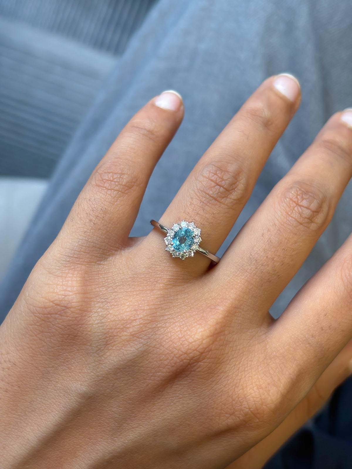 Aquamarine Diamond Ring