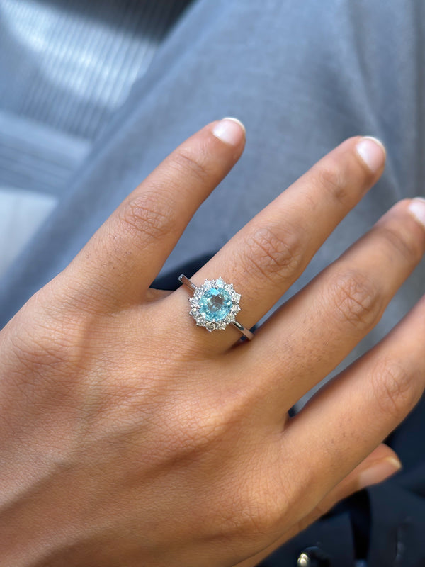 Aquamarine Diamond Ring