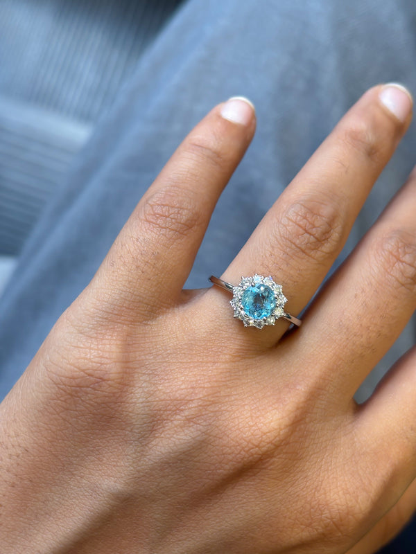 Aquamarine Diamond Ring