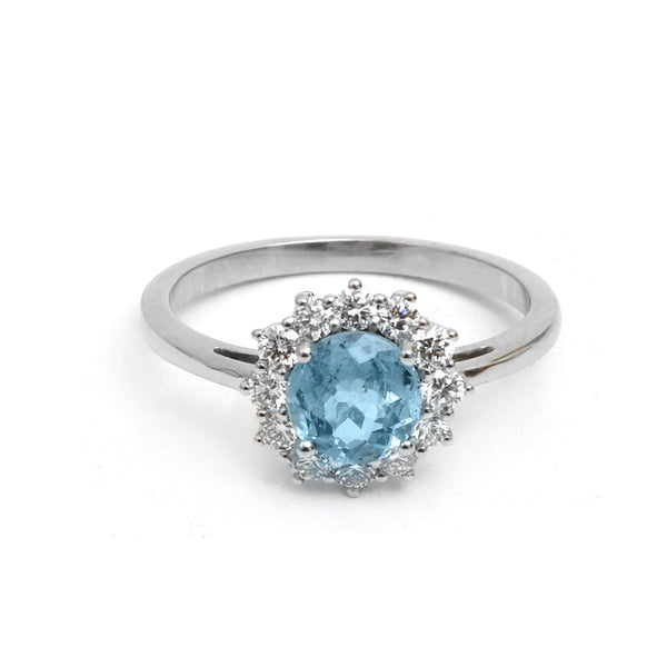 Aquamarine Diamond Ring