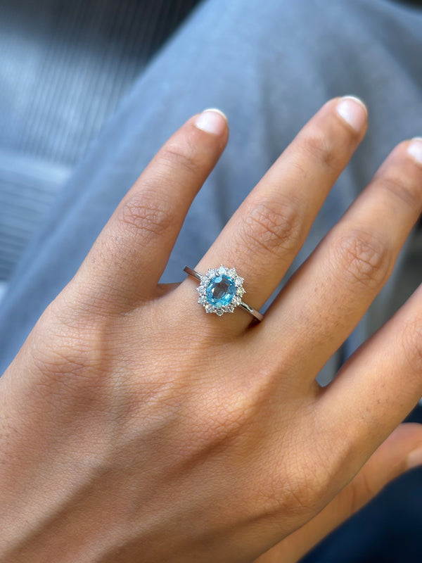 Aquamarine Diamond Ring