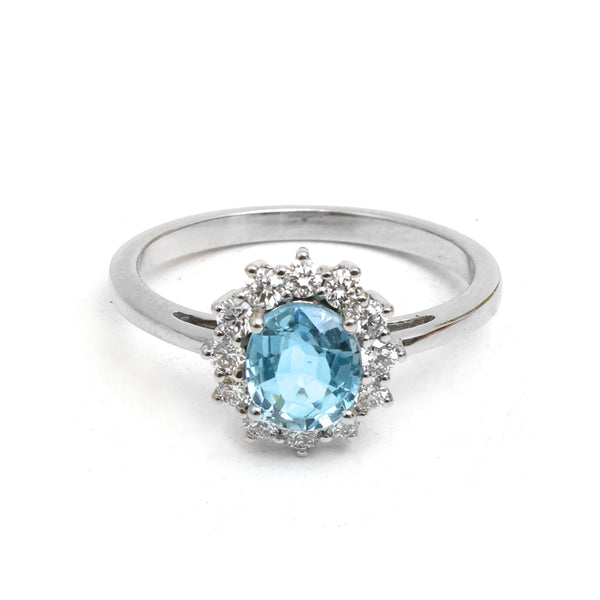 Aquamarine Diamond Ring
