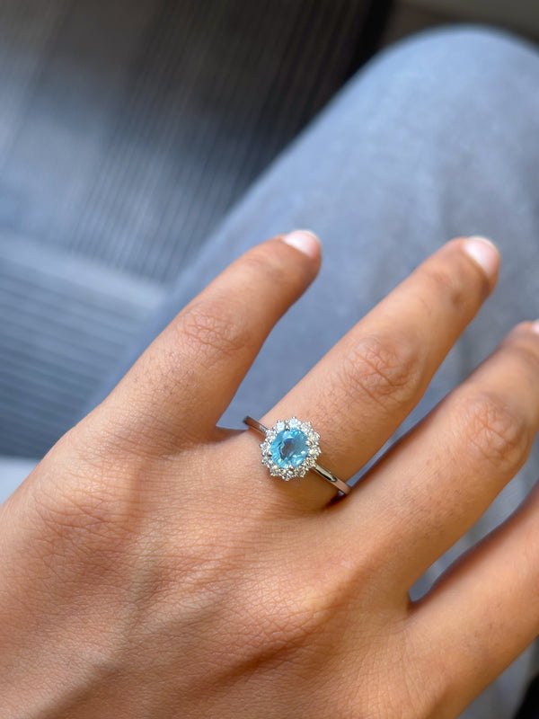 Aquamarine Diamond Ring