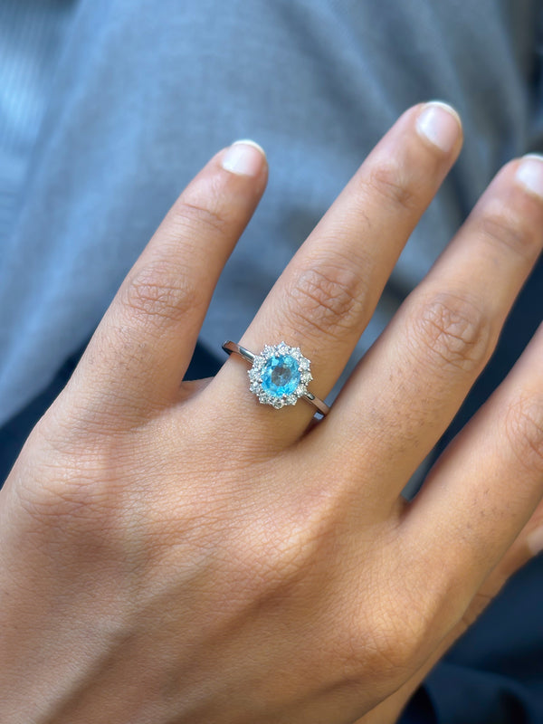 Aquamarine Diamond Ring