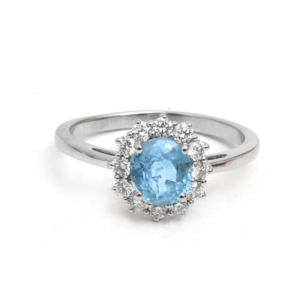 Aquamarine Diamond Ring