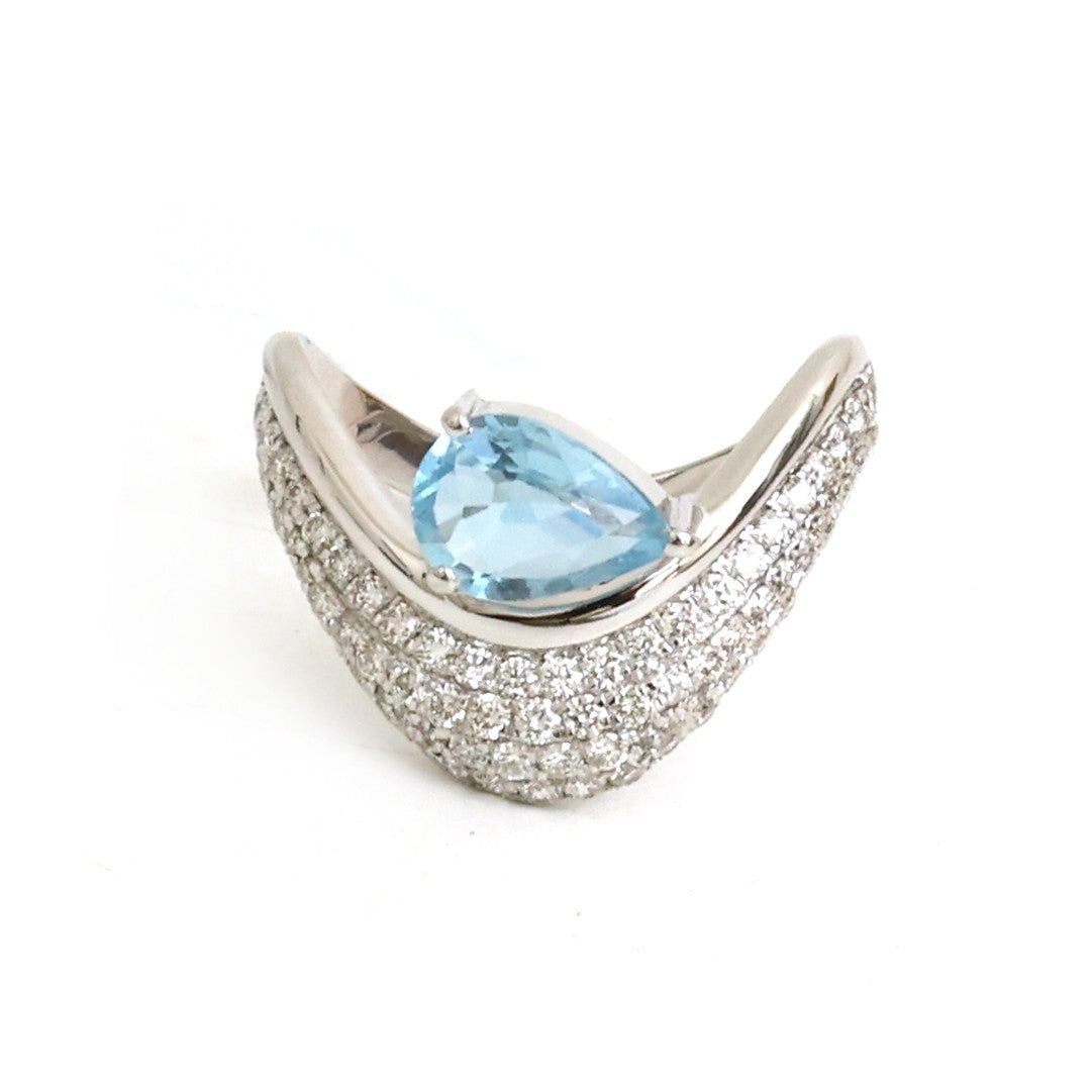 Aquamarine Diamond Ring