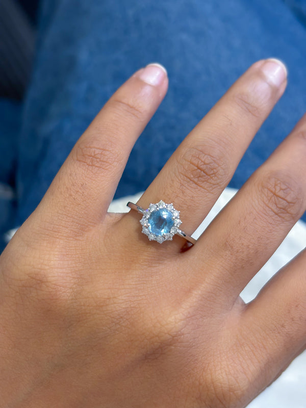 Aquamarine Diamond Ring