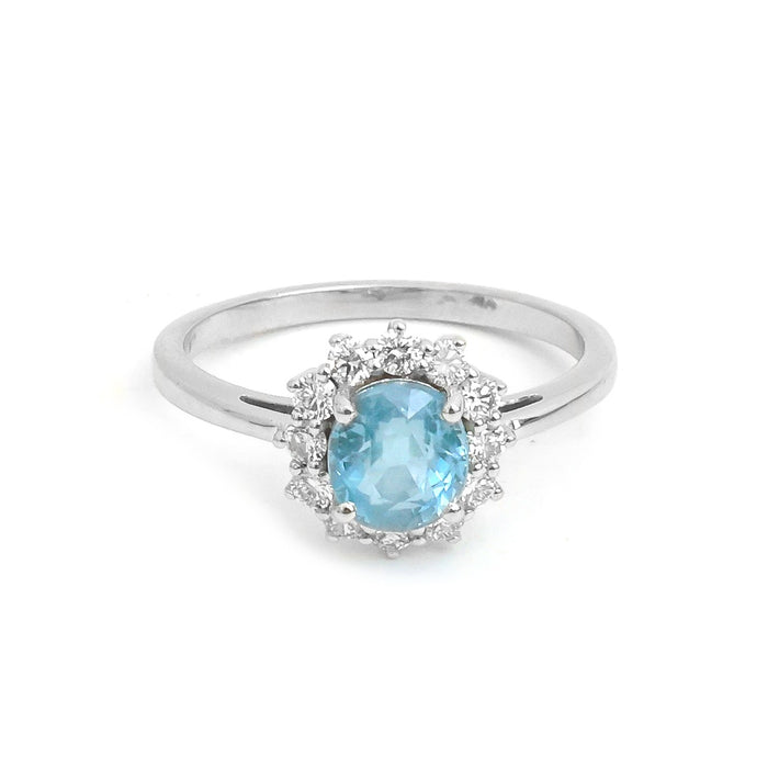 Aquamarine Diamond Ring