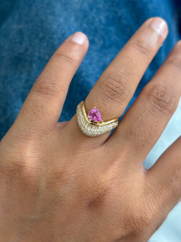 Pink Sapphire Diamond Pinky Ring