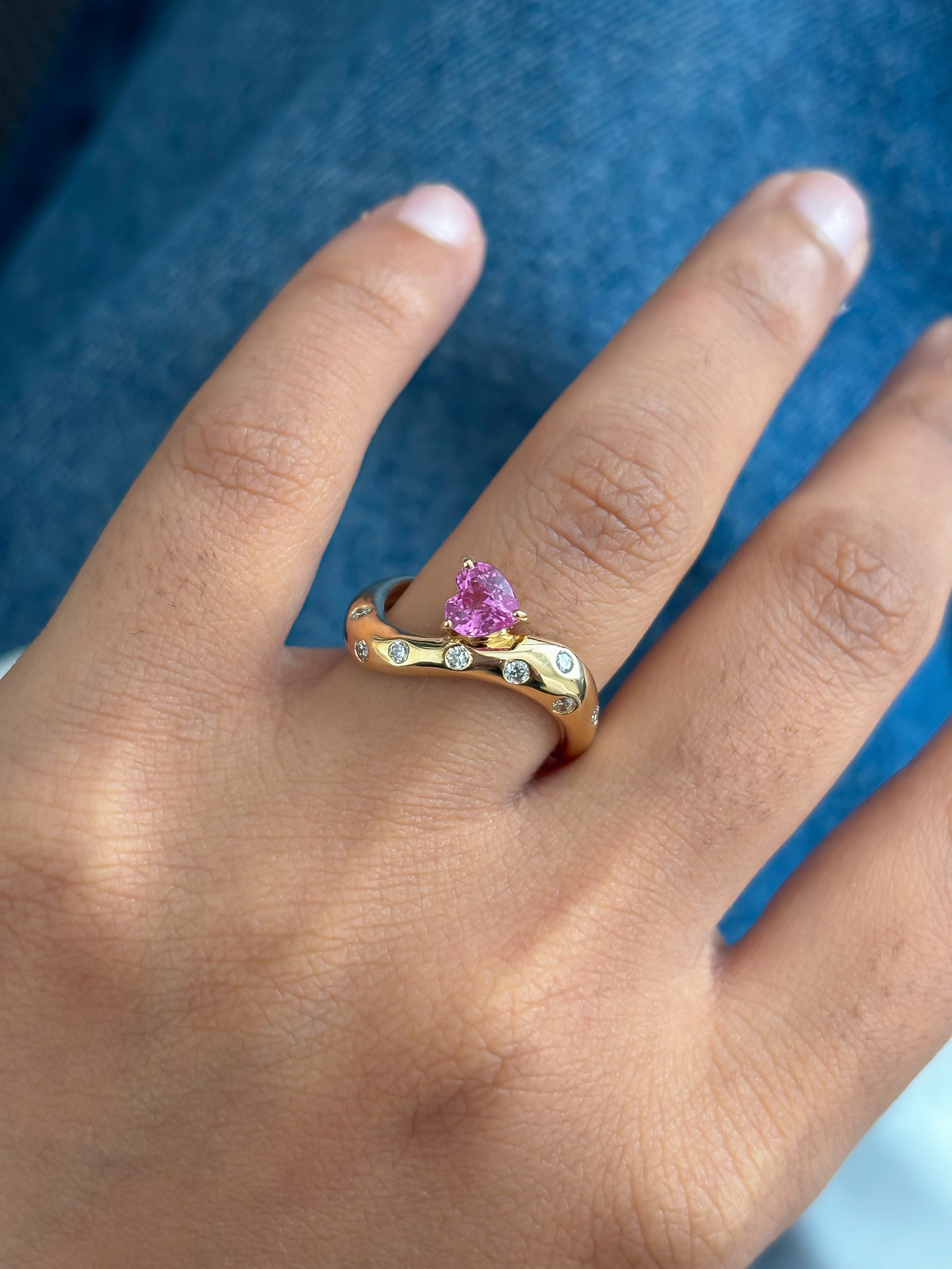 Pink Sapphire Diamond Ring