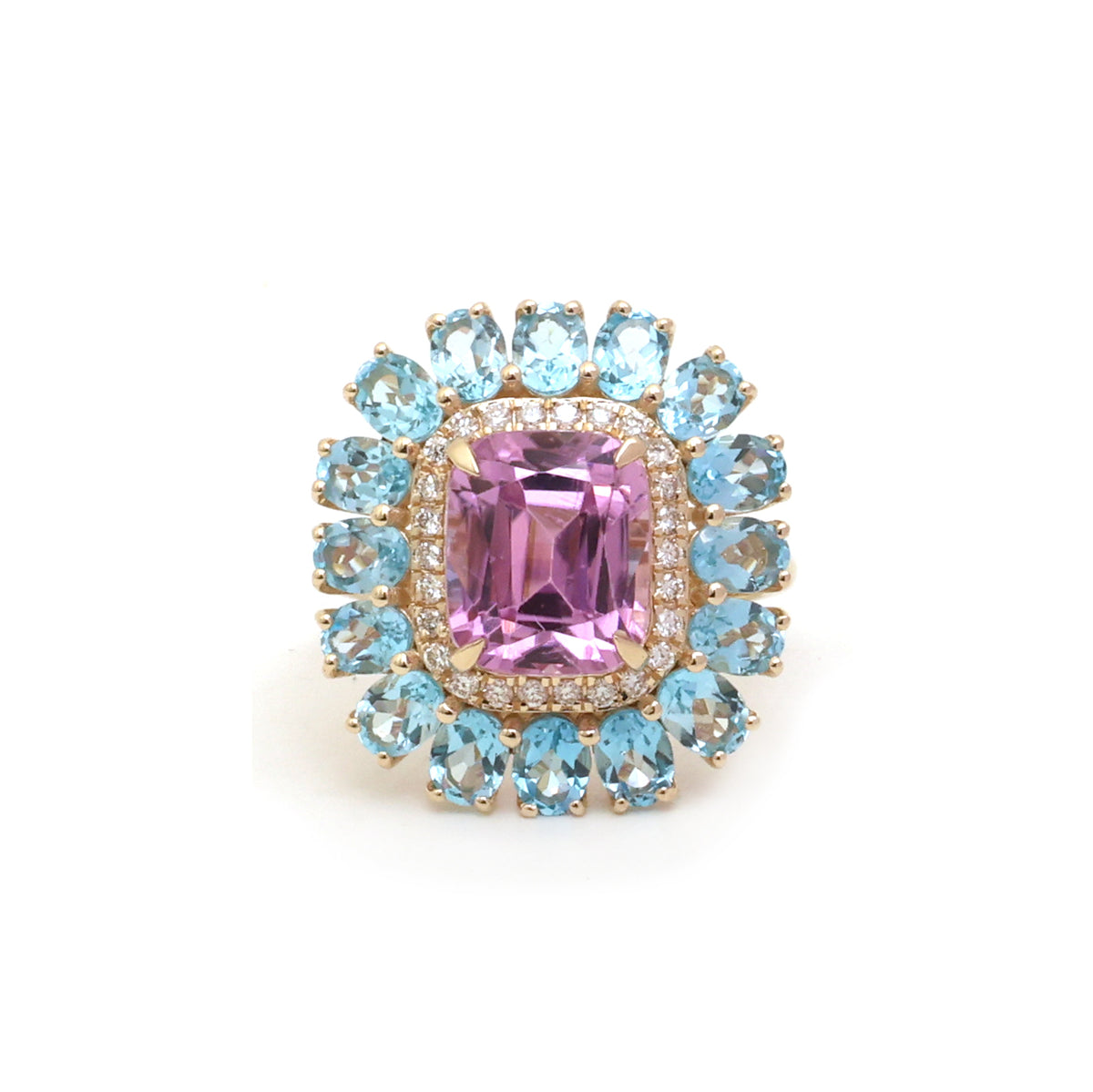 Kunzite Blue Topaz Diamond Ring