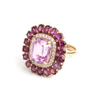 Kunzite Garnet Diamond Ring