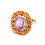 Kunzite Golden Rutile Diamond Ring