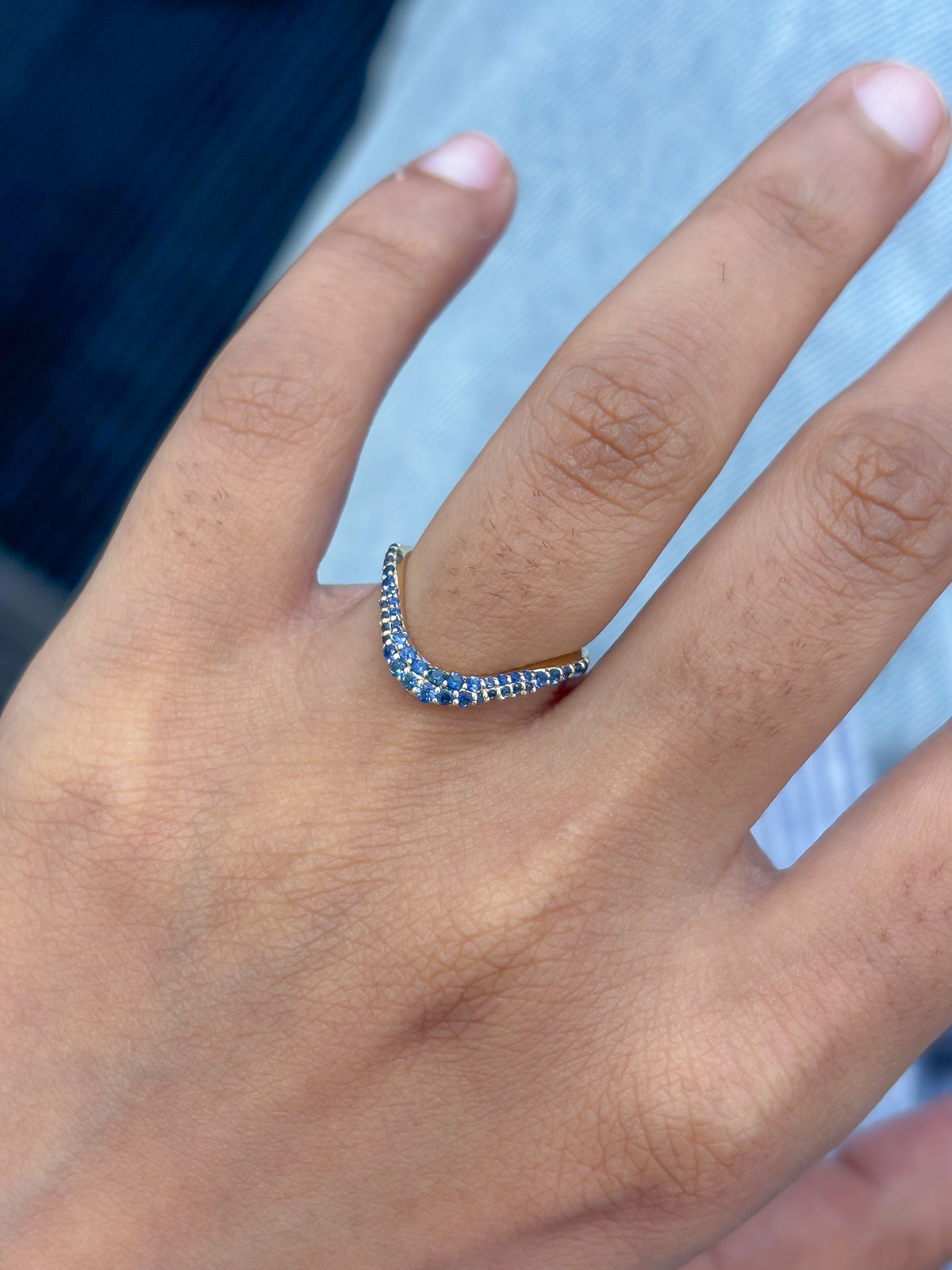 Diamond Blue Sapphire Pinky Ring