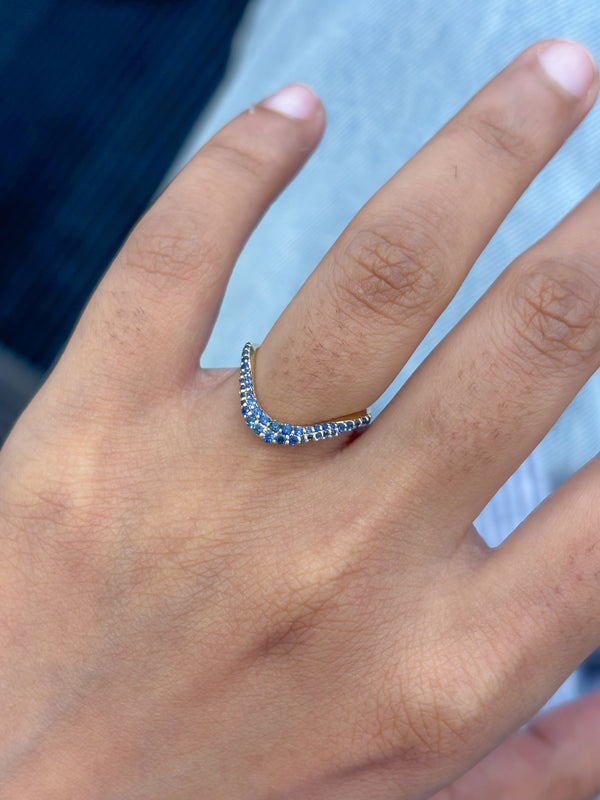 Diamond Blue Sapphire Pinky Ring